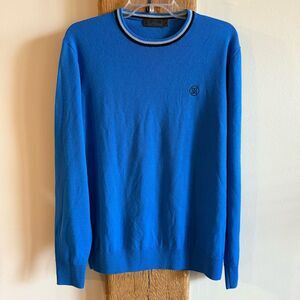 G/Fore Blue 100% Wool Long Sleeve Crewneck Sweater Men's Medium Golf
